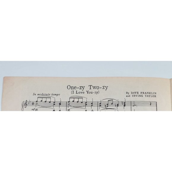 Vintage Sheet Music 1946 One-zy Two-zy I Love You-zy Piano Voice Easy Listening - Picture 4 of 5